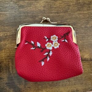 Red Floral kisslock coin purse